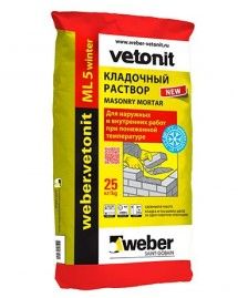 Раствор кладочный зимний Weber.Vetonit ML 5 Winter 157 (светло-желтый), 25 кг