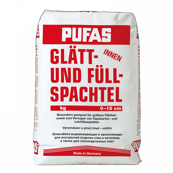 Шпатлевка гипсовая Pufas Glatt Und Full Spachtel (белая), 20 кг