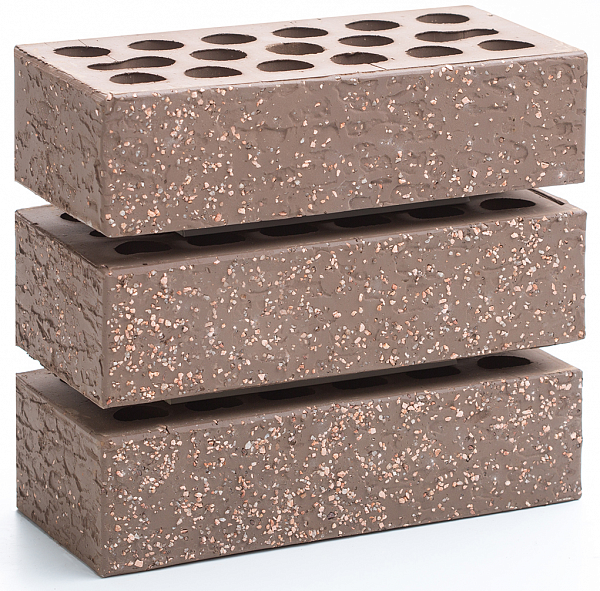 Кирпич облицовочный одинарный рифленый Керма (Premium Brown granite), 250х120х65 мм