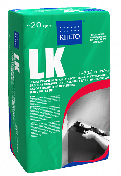 Шпатлевка полимерная базовая Kiilto LK (белая), 20 кг