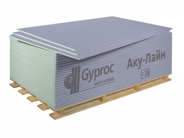 Гипсокартон звукоизоляционный ГКЛА Gyproc Аку-Лайн, 2500х1200х12.5 мм