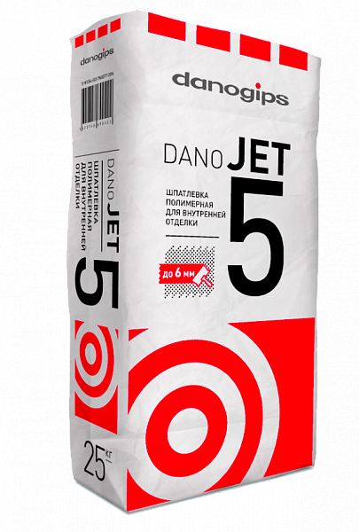 Шпатлевка полимерная выравнивающая Danogips Dano Jet 5 (белая), 25 кг