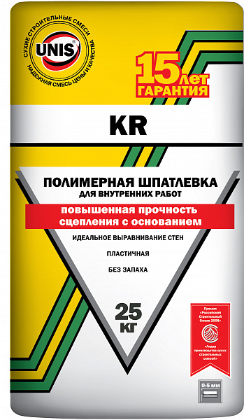 Шпатлевка полимерная повышенной прочности Unis KR (белая), 25 кг