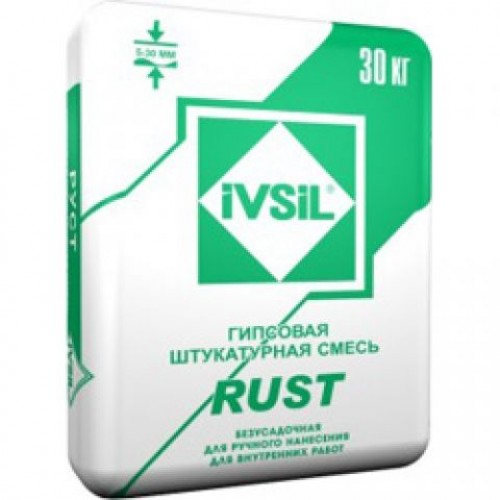 Штукатурка гипсовая Ivsil Rust (серая), 30 кг