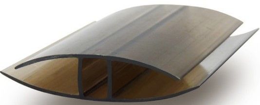 Профиль для поликарбоната соединительный неразъемный Кинпласт 10 мм (бронза), длина 6 м