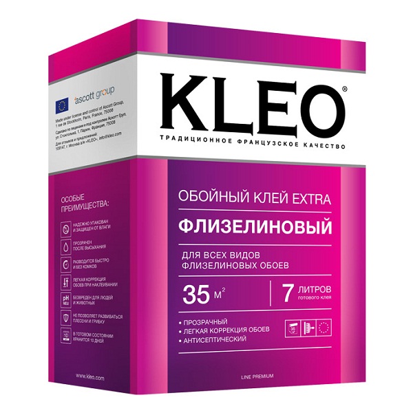 Обойный клей Kleo Extra для флизелиновых обоев, 250 г