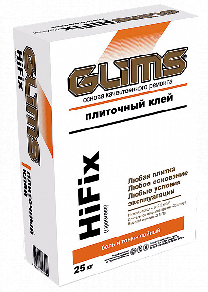 Клей для плитки Glims HiFix, 25 кг