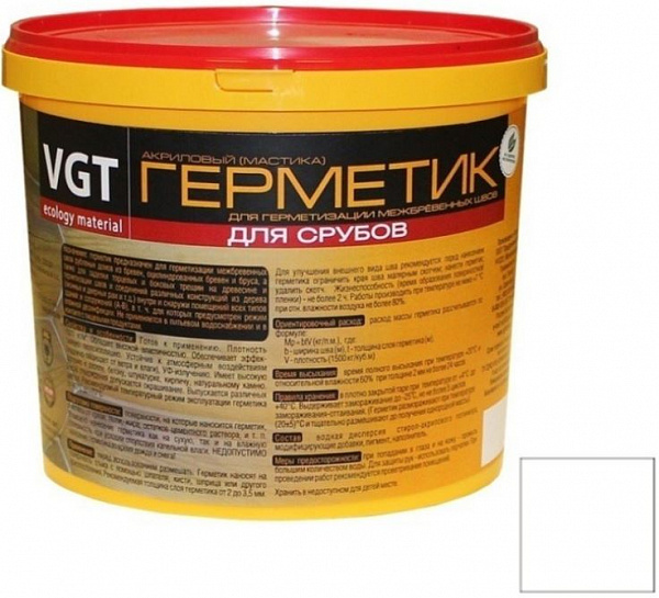 Герметик акриловый для срубов VGT (белый), 15 кг