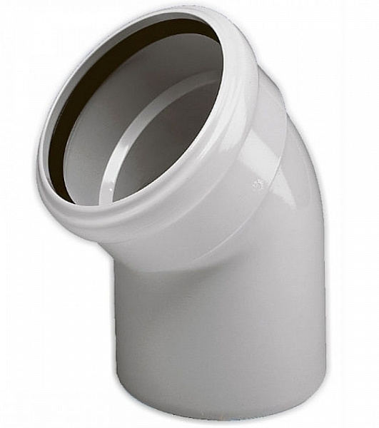 Отвод канализационный, диаметр 110 мм (угол 15°)