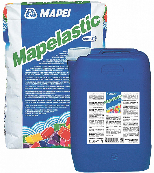 Гидроизоляционный состав двухкомпонентный Mapei Mapelastic (компоненты А+Б), 32 кг