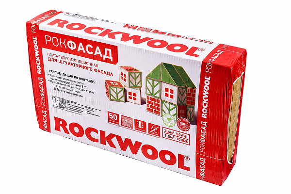 Минеральная вата Rockwool Рокфасад 1000x600 толщина 100 мм (2 плиты в упаковке)