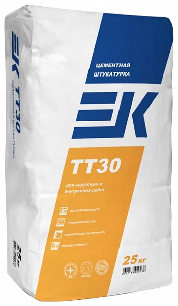 Штукатурка цементная ЕК Кемикал TT30 (серая), 25 кг