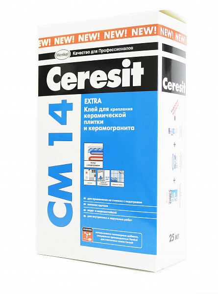Клей для плитки Ceresit CM 14 Extra, 25 кг