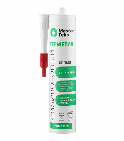 Герметик силиконовый санитарный MasterTeks ProfiMaster (белый) 310 мл