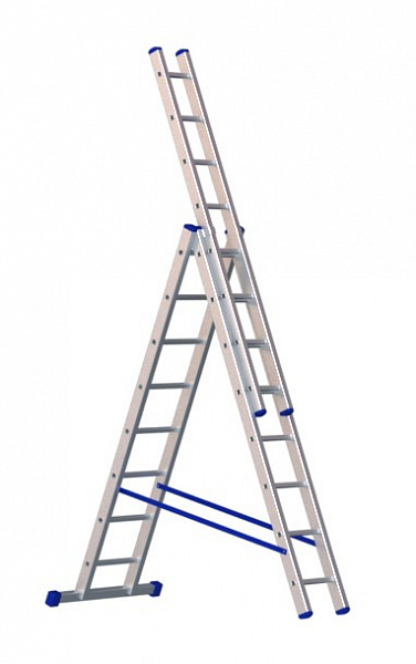 Лестница трехсекционная универсальная Алюмет H3, 18 ступеней