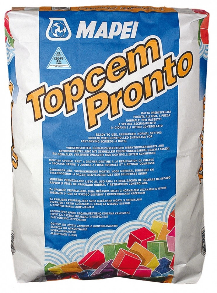 Стяжка пола быстротвердеющая Mapei Topcem Pronto, 25 кг Стяжка пола быстротвердеющая Mapei Topcem Pronto, 25 кг