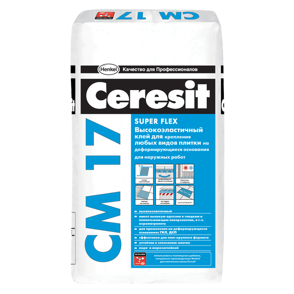 Клей для плитки Ceresit CM 17, 25 кг