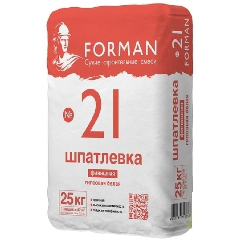 Шпатлевка гипсовая финишная Forman 21 (белая), 25 кг