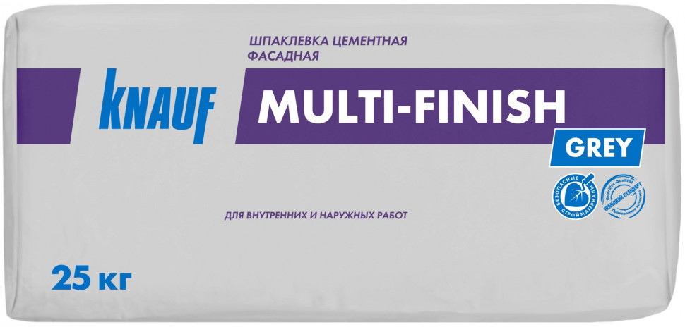 Шпатлевка цементная фасадная Knauf Мульти-Финиш (серая), 25 кг