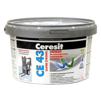 Затирка для широких швов водоотталкивающая Ceresit CE43 Super strong 02 (дымчато-белая), 25 кг