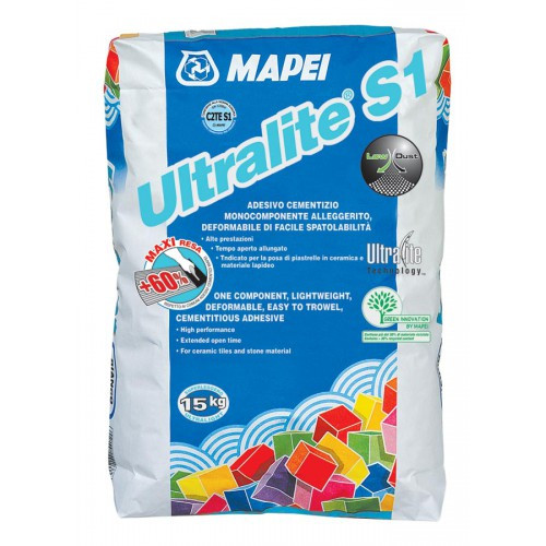 Клей для плитки Mapei Ultralite S1 (белый), 15 кг
