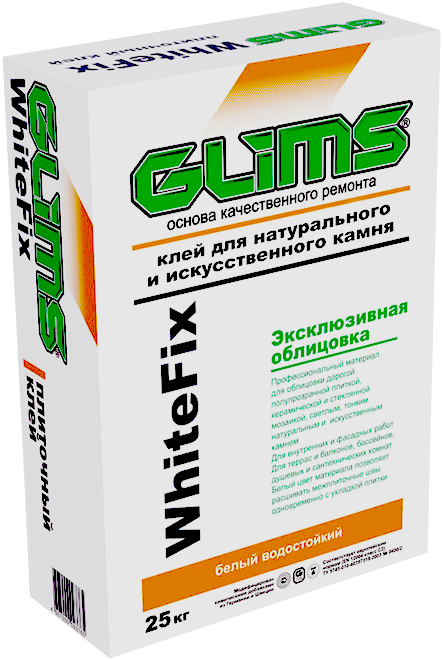 Клей для плитки Glims Whitefix, 25 кг