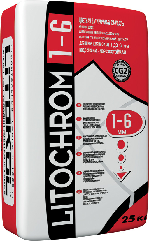 Затирка для узких швов Litokol Litochrom 1-6 C.00 (белая), 25 кг