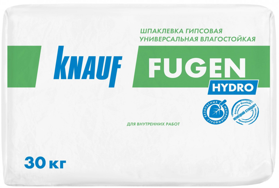Шпатлевка гипсовая влагостойкая Knauf Фуген Гидро (серая), 30 кг