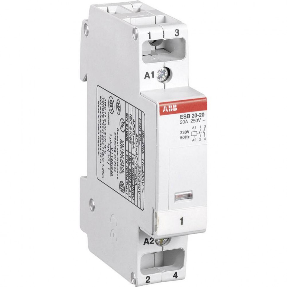 Контактор модульный ABB ESB-20-20 220В, номинальный ток 20А
