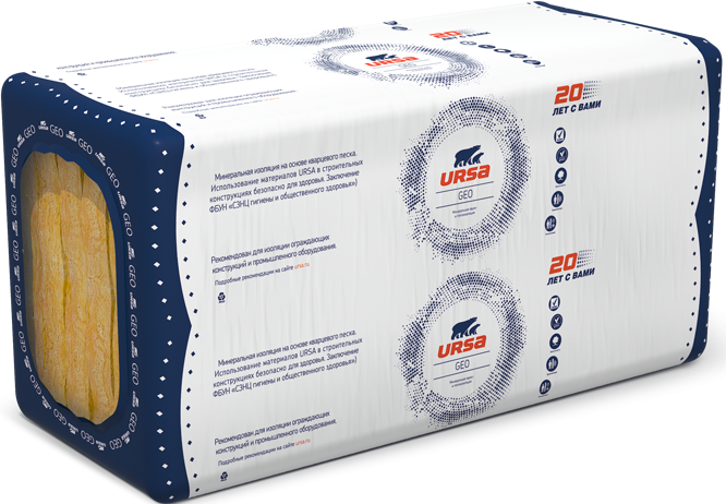 Минеральная вата Ursa Geo Фасад, 1250х600х50 мм (12 шт/9 м2)